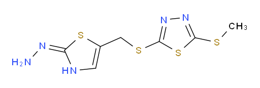(E)-2-(((2-hydrazono-2,3-dihydrothiazol-5-yl)methyl)thio)-5-(methylthio)-1,3,4-thiadiazole