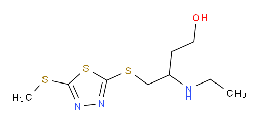 3-(ethylamino)-4-((5-(methylthio)-1,3,4-thiadiazol-2-yl)thio)butan-1-ol