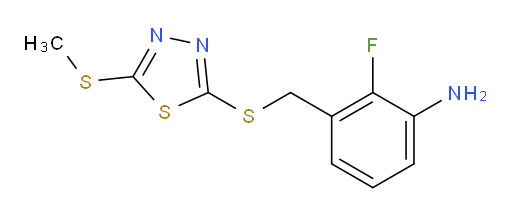 2-fluoro-3-(((5-(methylthio)-1,3,4-thiadiazol-2-yl)thio)methyl)aniline
