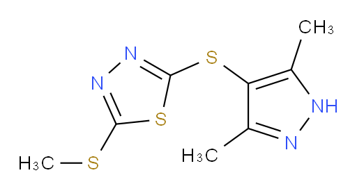 2-((3,5-dimethyl-1H-pyrazol-4-yl)thio)-5-(methylthio)-1,3,4-thiadiazole
