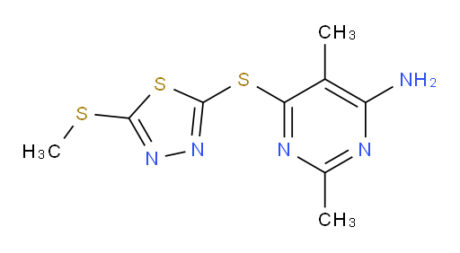 2,5-dimethyl-6-((5-(methylthio)-1,3,4-thiadiazol-2-yl)thio)pyrimidin-4-amine