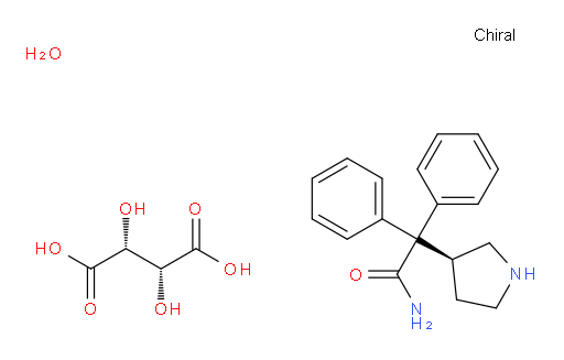 (S)-2,2-diphenyl-2-(pyrrolidin-3-yl)acetamide (2R,3R)-2,3-dihydroxysuccinate hydrate