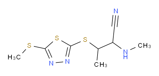 2-(methylamino)-3-((5-(methylthio)-1,3,4-thiadiazol-2-yl)thio)butanenitrile