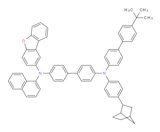 N4-(4-(bicyclo[2.2.1]heptan-2-yl)phenyl)-N4-(4'-(tert-butyl)-[1,1'-biphenyl]-4-yl)-N4'-(dibenzo[b,d]furan-2-yl)-N4'-(naphthalen-1-yl)-[1,1'-biphenyl]-4,4'-diamine