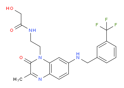 2-Hydroxy-N-[2-[3-methyl-2-oxo-7-[[[3-(trifluoromethyl)phenyl]methyl]amino]-1(2H)-quinoxalinyl]ethyl]acetamide (ACI)