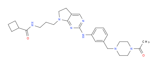 Cyclobutanecarboxamide, N-[3-[2-[[3-[(4-acetyl-1-piperazinyl)methyl]phenyl]amino]-5,6-dihydro-7H-pyrrolo[2,3-d]pyrimidin-7-yl]propyl]- (ACI)