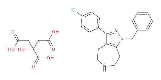 Pyrazolo[3,4-d]azepine, 3-(4-chlorophenyl)-1,4,5,6,7,8-hexahydro-1-(phenylmethyl)-, 2-hydroxy-1,2,3-propanetricarboxylate (1:1) (9CI, ACI)