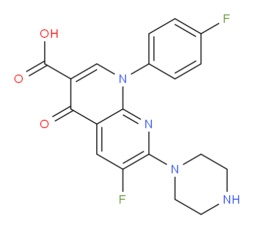 6-Fluoro-1-(4-fluorophenyl)-1,4-dihydro-4-oxo-7-(1-piperazinyl)-1,8-naphthyridine-3-carboxylic acid (ACI)