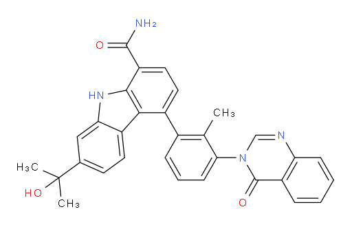7-(1-Hydroxy-1-methylethyl)-4-[2-methyl-3-(4-oxo-3(4H)-quinazolinyl)phenyl]-9H-carbazole-1-carboxamide (ACI)