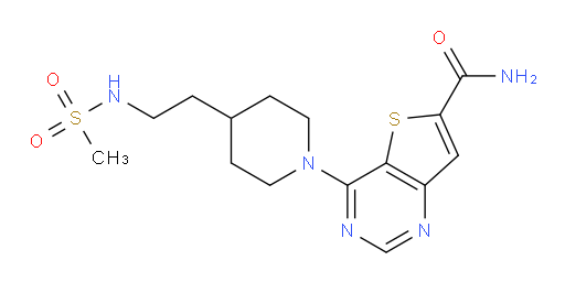 4-[4-[2-[(Methylsulfonyl)amino]ethyl]-1-piperidinyl]thieno[3,2-d]pyrimidine-6-carboxamide (ACI)