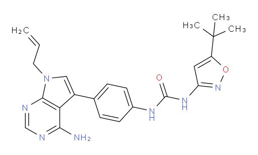 N-[4-[4-Amino-7-(2-propen-1-yl)-7H-pyrrolo[2,3-d]pyrimidin-5-yl]phenyl]-N′-[5-(1,1-dimethylethyl)-3-isoxazolyl]urea (ACI)
