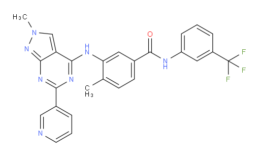 4-Methyl-3-[[2-methyl-6-(3-pyridinyl)-2H-pyrazolo[3,4-d]pyrimidin-4-yl]amino]-N-[3-(trifluoromethyl)phenyl]benzamide (ACI)