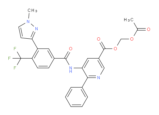3-Pyridinecarboxylic acid, 5-[[3-(1-methyl-1H-pyrazol-3-yl)-4-(trifluoromethyl)benzoyl]amino]-6-phenyl-, (acetyloxy)methyl ester (ACI)