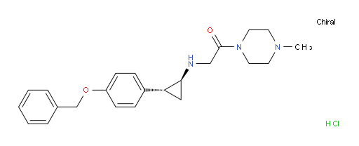 Ethanone, 1-(4-methyl-1-piperazinyl)-2-[[(1R,2S)-2-[4-(phenylmethoxy)phenyl]cyclopropyl]amino]-, hydrochloride (1:2), rel- (ACI)