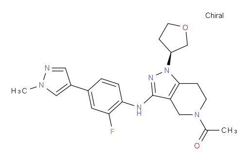 1-[3-[[2-Fluoro-4-(1-methyl-1H-pyrazol-4-yl)phenyl]amino]-1,4,6,7-tetrahydro-1-[(3S)-tetrahydro-3-furanyl]-5H-pyrazolo[4,3-c]pyridin-5-yl]ethanone (ACI)