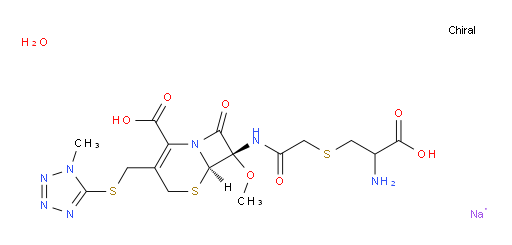 5-Thia-1-azabicyclo[4.2.0]oct-2-ene-2-carboxylic acid, 7-[[[(2-amino-2-carboxyethyl)thio]acetyl]amino]-7-methoxy-3-[[(1-methyl-1H-tetrazol-5-yl)thio]methyl]-8-oxo-, monosodium salt, heptahydrate, [6R-(6α,7α)]- (9CI)