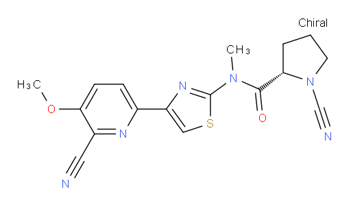 (2S)-1-Cyano-N-[4-(6-cyano-5-methoxy-2-pyridinyl)-2-thiazolyl]-N-methyl-2-pyrrolidinecarboxamide (ACI)