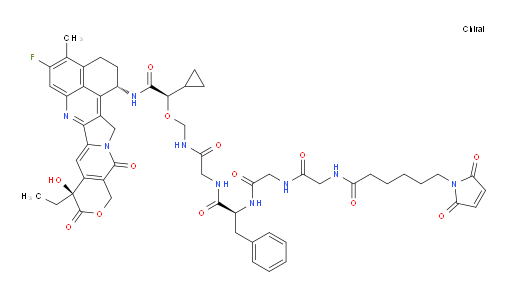 Glycinamide, N-[6-(2,5-dihydro-2,5-dioxo-1H-pyrrol-1-yl)-1-oxohexyl]glycylglycyl-L-phenylalanyl-N-[[(1R)-1-cyclopropyl-2-[[(1S,9S)-9-ethyl-5-fluoro-2,3,9,10,13,15-hexahydro-9-hydroxy-4-methyl-10,13-dioxo-1H,12H-benzo[de]pyrano[3′,4′:6,7]indolizino[1,2-b]quinolin-1-yl]amino]-2-oxoethoxy]methyl]- (ACI)
