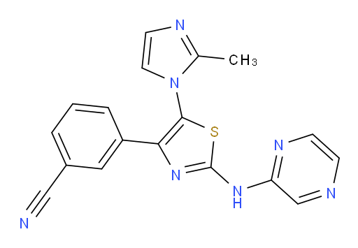 3-[5-(2-Methyl-1H-imidazol-1-yl)-2-(2-pyrazinylamino)-4-thiazolyl]benzonitrile (ACI)