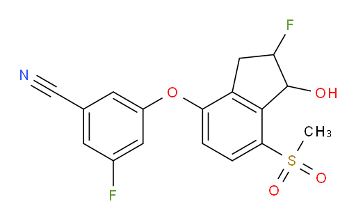 3-Fluoro-5-[[2-fluoro-2,3-dihydro-1-hydroxy-7-(methylsulfonyl)-1H-inden-4-yl]oxy]benzonitrile (ACI)