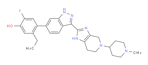 5-Ethyl-2-fluoro-4-[3-[4,5,6,7-tetrahydro-5-(1-methyl-4-piperidinyl)-3H-imidazo[4,5-c]pyridin-2-yl]-1H-indazol-6-yl]phenol (ACI)