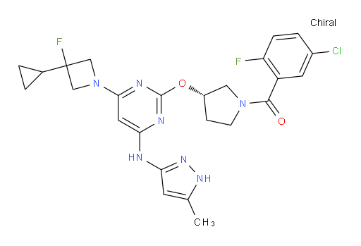 (5-Chloro-2-fluorophenyl)[(3S)-3-[[4-(3-cyclopropyl-3-fluoro-1-azetidinyl)-6-[(5-methyl-1H-pyrazol-3-yl)amino]-2-pyrimidinyl]oxy]-1-pyrrolidinyl]methanone (ACI)