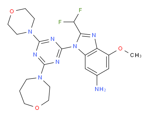 2-(Difluoromethyl)-4-methoxy-1-[4-(4-morpholinyl)-6-(tetrahydro-1,4-oxazepin-4(5H)-yl)-1,3,5-triazin-2-yl]-1H-benzimidazol-6-amine (ACI)
