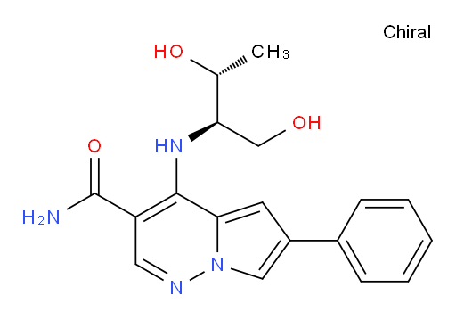 4-[[(1R,2R)-2-Hydroxy-1-(hydroxymethyl)propyl]amino]-6-phenylpyrrolo[1,2-b]pyridazine-3-carboxamide (ACI)