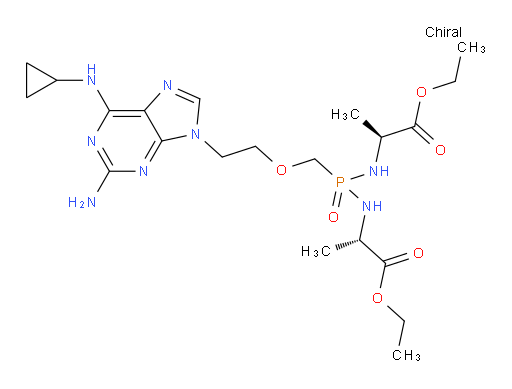 N,N′-[[[2-[2-Amino-6-(cyclopropylamino)-9H-purin-9-yl]ethoxy]methyl]phosphinylidene]bis[L-alanine] 1,1′-ethyl ester (ACI)