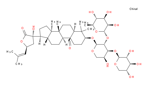 Dammar-24-en-21-oic acid, 3-[(O-6-deoxy-α-L-mannopyranosyl-(1→2)-O-[β-D-xylopyranosyl-(1→3)]-α-L-arabinopyranosyl)oxy]-20,23-dihydroxy-19-oxo-, γ-lactone, (3β,23S)- (ACI)