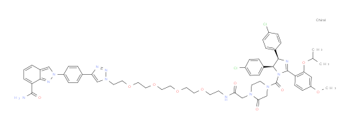 2-[4-[1-[17-[4-[[(4R,5S)-4,5-Bis(4-chlorophenyl)-4,5-dihydro-2-[4-methoxy-2-(1-methylethoxy)phenyl]-1H-imidazol-1-yl]carbonyl]-2-oxo-1-piperazinyl]-16-oxo-3,6,9,12-tetraoxa-15-azaheptadec-1-yl]-1H-1,2,3-triazol-4-yl]phenyl]-2H-indazole-7-carboxamide (ACI)