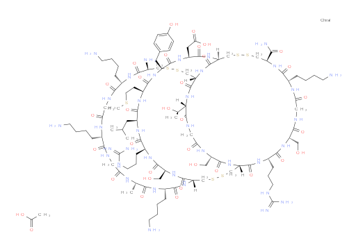L-Cysteinamide, L-cysteinyl-L-lysylglycyl-L-lysylglycyl-L-alanyl-L-lysyl-L-cysteinyl-L-seryl-L-arginyl-L-leucyl-L-methionyl-L-tyrosyl-L-α-aspartyl-L-cysteinyl-L-cysteinyl-L-threonylglycyl-L-seryl-L-cysteinyl-L-arginyl-L-serylglycyl-L-lysyl-, cyclic (1→16),(8→20),(15→25)-tris(disulfide), acetate (1:?) (ACI)