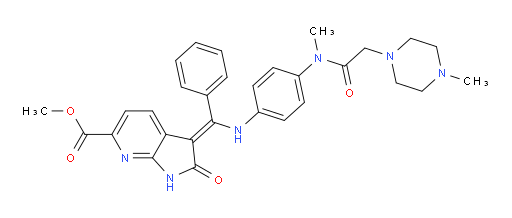 Methyl (Z)-3-[[[4-[N-methyl-2-(4-methylpiperazin-1-yl)acetamido]phenyl]amino](phenyl)methylene]-2-oxo-2,3-dihydro-1H-pyrrolo[2,3-b]pyridine-6-carboxylate