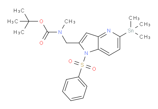 tert-butyl methyl((1-(phenylsulfonyl)-5-(trimethylstannyl)-1H-pyrrolo[3,2-b]pyridin-2-yl)methyl)carbamate