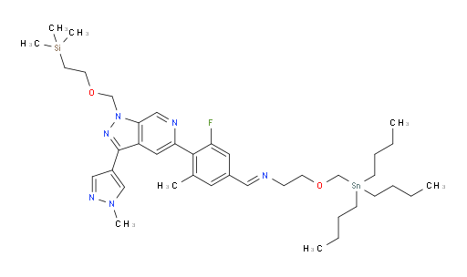 (E)-N-(3-fluoro-5-methyl-4-(3-(1-methyl-1H-pyrazol-4-yl)-1-((2-(trimethylsilyl)ethoxy)methyl)-1H-pyrazolo[3,4-c]pyridin-5-yl)benzylidene)-2-((tributylstannyl)methoxy)ethanamine