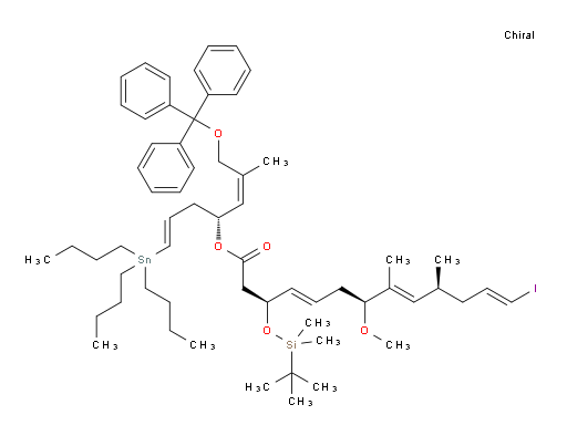(3S,4E,7S,8E,10S,12E)-(R,1E,5Z)-6-methyl-1-(tributylstannyl)-7-(trityloxy)hepta-1,5-dien-4-yl 3-((tert-butyldimethylsilyl)oxy)-13-iodo-7-methoxy-8,10-dimethyltrideca-4,8,12-trienoate