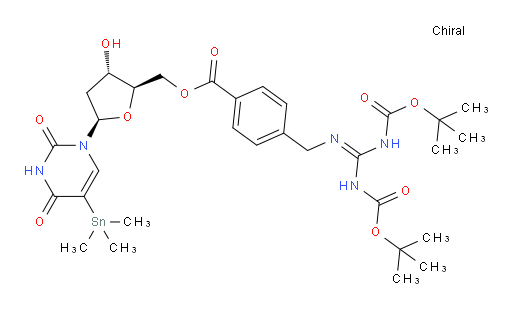 ((2R,3S,5R)-5-(2,4-dioxo-5-(trimethylstannyl)-3,4-dihydropyrimidin-1(2H)-yl)-3-hydroxytetrahydrofuran-2-yl)methyl 4-(((2,2,10,10-tetramethyl-4,8-dioxo-3,9-dioxa-5,7-diazaundecan-6-ylidene)amino)methyl)benzoate