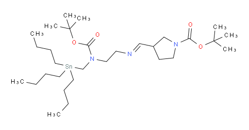 (E)-tert-butyl 3-(((2-((tert-butoxycarbonyl)((tributylstannyl)methyl)amino)ethyl)imino)methyl)pyrrolidine-1-carboxylate