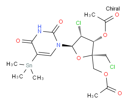 ((2R,3R,4R,5R)-3-acetoxy-4-chloro-2-(chloromethyl)-5-(2,4-dioxo-5-(trimethylstannyl)-3,4-dihydropyrimidin-1(2H)-yl)tetrahydrofuran-2-yl)methyl acetate