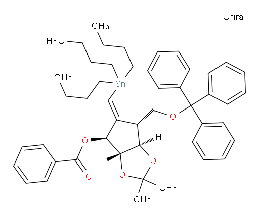 (3aS,4S,6R,6aR,E)-2,2-dimethyl-5-((tributylstannyl)methylene)-6-((trityloxy)methyl)tetrahydro-3aH-cyclopenta[d][1,3]dioxol-4-yl benzoate