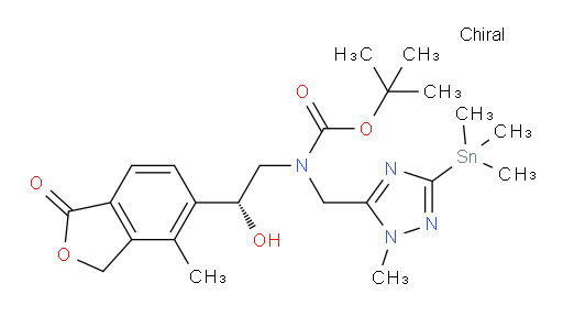 (R)-tert-butyl (2-hydroxy-2-(4-methyl-1-oxo-1,3-dihydroisobenzofuran-5-yl)ethyl)((1-methyl-3-(trimethylstannyl)-1H-1,2,4-triazol-5-yl)methyl)carbamate