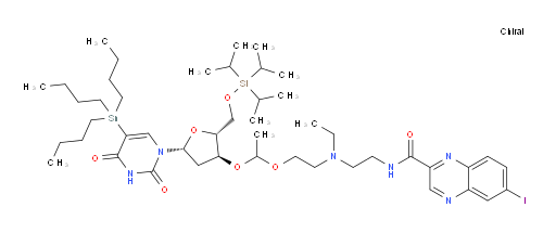 N-(2-((2-(1-(((2R,3S,5R)-5-(2,4-dioxo-5-(tributylstannyl)-3,4-dihydropyrimidin-1(2H)-yl)-2-(((triisopropylsilyl)oxy)methyl)tetrahydrofuran-3-yl)oxy)ethoxy)ethyl)(ethyl)amino)ethyl)-6-iodoquinoxaline-2-carboxamide