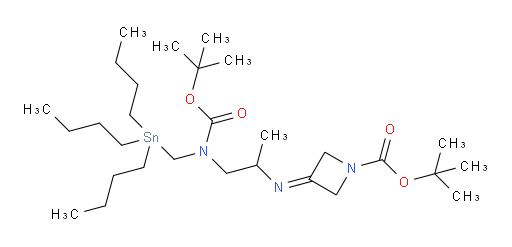 tert-butyl 3-((1-((tert-butoxycarbonyl)((tributylstannyl)methyl)amino)propan-2-yl)imino)azetidine-1-carboxylate