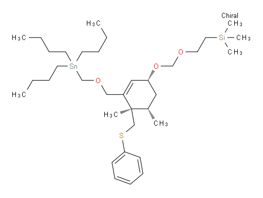 (2-((((1R,4R,5S)-4,5-dimethyl-4-((phenylthio)methyl)-3-(((tributylstannyl)methoxy)methyl)cyclohex-2-en-1-yl)oxy)methoxy)ethyl)trimethylsilane