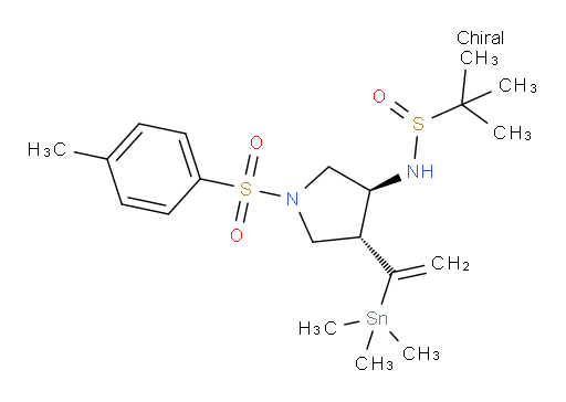 (S)-2-methyl-N-((3S,4R)-1-tosyl-4-(1-(trimethylstannyl)vinyl)pyrrolidin-3-yl)propane-2-sulfinamide