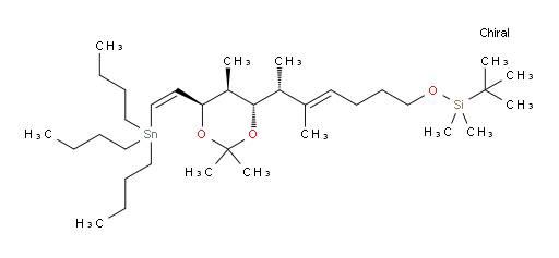 tert-butyldimethyl(((R,E)-5-methyl-6-((4S,5S,6R)-2,2,5-trimethyl-6-((Z)-2-(tributylstannyl)vinyl)-1,3-dioxan-4-yl)hept-4-en-1-yl)oxy)silane