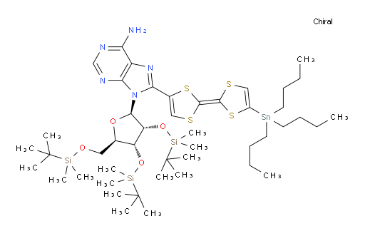 9-((2R,3R,4R,5R)-3,4-bis((tert-butyldimethylsilyl)oxy)-5-(((tert-butyldimethylsilyl)oxy)methyl)tetrahydrofuran-2-yl)-8-((E)-4'-(tributylstannyl)-[2,2'-bi(1,3-dithiolylidene)]-4-yl)-9H-purin-6-amine