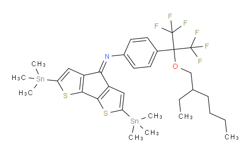 N-(2,6-bis(trimethylstannyl)-4H-cyclopenta[1,2-b:5,4-b']dithiophen-4-ylidene)-4-(2-((2-ethylhexyl)oxy)-1,1,1,3,3,3-hexafluoropropan-2-yl)aniline