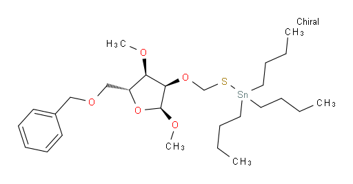 (((((2S,3R,4R,5R)-5-((benzyloxy)methyl)-2,4-dimethoxytetrahydrofuran-3-yl)oxy)methyl)thio)tributylstannane