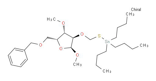 (((((2S,3R,4S,5R)-5-((benzyloxy)methyl)-2,4-dimethoxytetrahydrofuran-3-yl)oxy)methyl)thio)tributylstannane